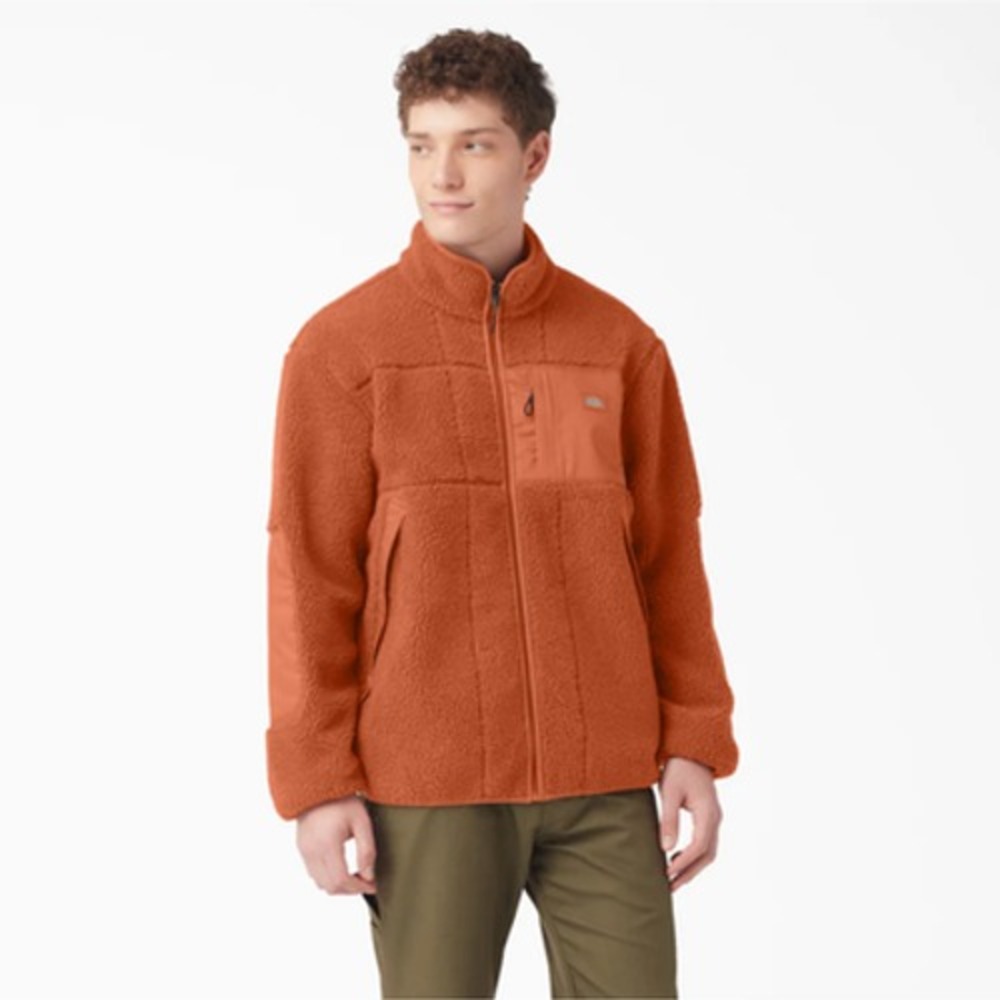 NEW Dickies Red Chute Sherpa Fleece‎ Jacket Mens Small Winter Jacket Gingerbread